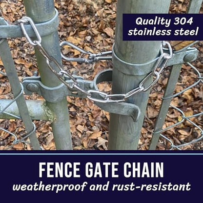 304 Stainless Steel Gate Chain 550lbs Capacity - 32" x 5/32" with M7 Carabiners, Chain Link Gate Latch for Outdoor Fence Livestock, Safety Hanging Metal Chain with 4 Carabiners, Black, 2 Pack