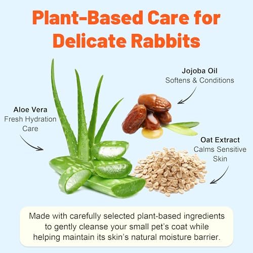 Waterless Rabbit Shampoo | Fragrance-Free & No Rinse Cleanser for Small Pets | Gentle for Sensitive Skin, Ideal for Ferrets, Guinea Pigs, Bunnies, Hamsters & Sugar Gliders, 3.38 fl oz (Fragrance Free)