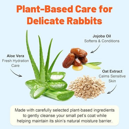 Waterless Rabbit Shampoo | Fragrance-Free & No Rinse Cleanser for Small Pets | Gentle for Sensitive Skin, Ideal for Ferrets, Guinea Pigs, Bunnies, Hamsters & Sugar Gliders, 3.38 fl oz (Fragrance Free)