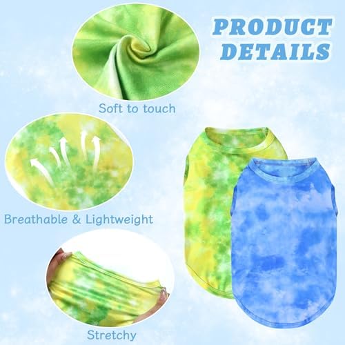 XPUDAC 4 Pack Dog Shirt Tie Dye Lightweight Dog Clothes for Medium Large Dogs Boy Girls Breathable Stretchy Tank Top Vest-4X-Large
