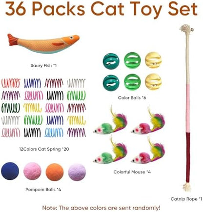 Cat Toys for Indoor Cats, 36 Pack Interactive Cat Toy Set