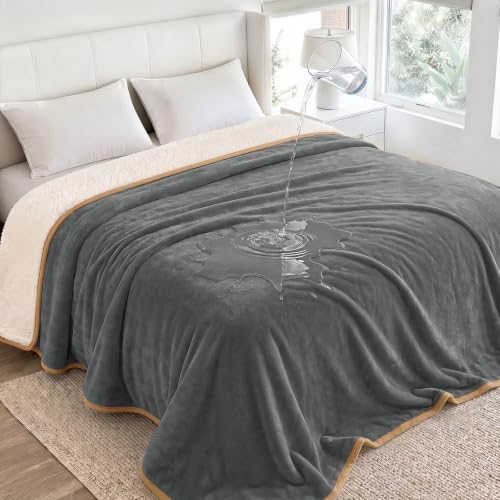 Luciphia Waterproof Pet Blanket, Washable Reversible Sherpa Fleece Throw