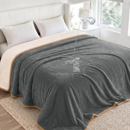 Luciphia Waterproof Pet Blanket, Washable Reversible Sherpa Fleece Throw