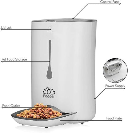 SereneLife 7L Smart Automatic Pet Feeder - Electronic Digital Dry Food Storage Meal Dispenser w/Built-in Microphone, Voice Recorder, Optional Battery, Timer Programmable to Feed Cat and Dog SLAPF30