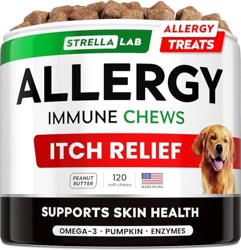 Dog Allergy & Itching Relief - Anti Itch, Skin&Coat Support Chews w/Omega 3