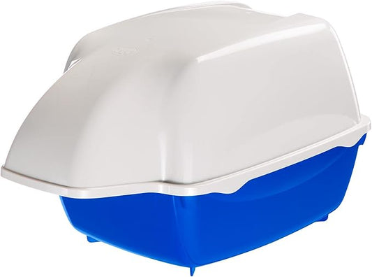 Ferplast Cosmic Outdoor Cat Litter Box - Waterproof Dog-Proof Cat Toilet with Tunnel Entry, High-Sided Base for Litter Containment, Easy-Clean Design, Durable Thermoplastic Resin in Blue
