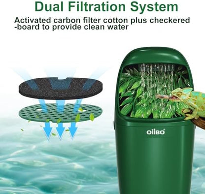Reptile Water Fountain Chameleon Water Dripper, Reptile Water Dispenser with 800ml Large Capacity, Terrarium Waterfall Drinking Fountain for Bearded Dragon Gecko Lizard