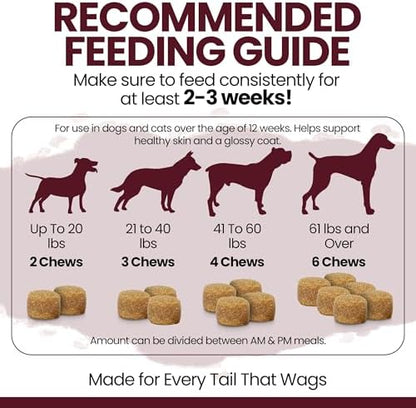 Omega 3 Fish Oil for Dogs, Lamb Flavor - 180 Soft Chews for Skin and Coat