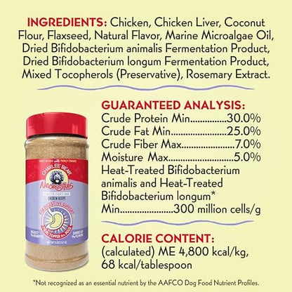 Charlee Bear Freeze Dried Chicken Dog Food Topper, Digestive Health, 5 oz