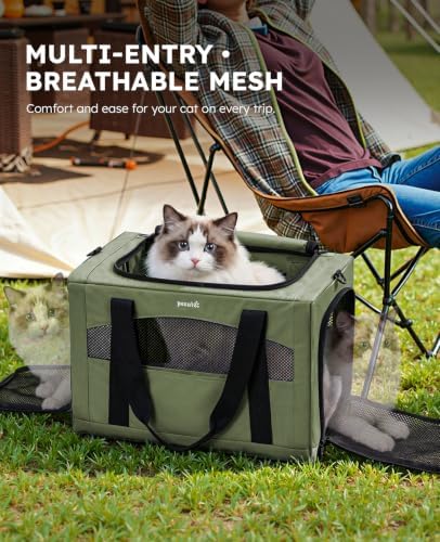 Pecute Cat Carrier Stable, Pet Carrier with Privacy Partition,Green