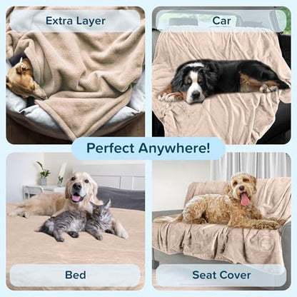 PETMAKER Water-Resistant Dog Blanket, Tan, 60” x 80”