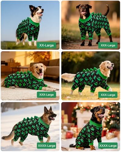 CuteBone Dinosaur Costume Dog Pajamas, Stretchy Spandex Crystal Velvet Sleepwear Coat for Small Dogs, Soft & Warm Pet Outfit Clothes for Cold Weather, Cozy Pullover Design COSP14XXL