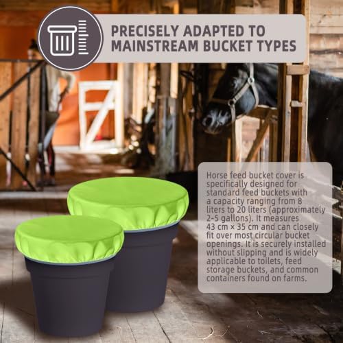 2-5 Gallon Horse Bucket Cover, Waterproof Horse Feed Bucket Cover, Lightweight and Easy to Use (Excluding Bucket, Neon Green)
