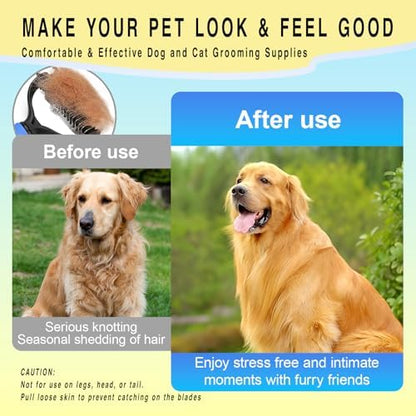 Dog Grooming Rake, Dog Brush for Shedding for Dogs and Cats