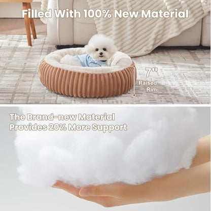 23 inches Calming Donut Dog Bed for Small Dogs,Mocha