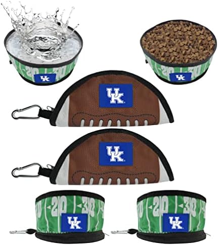 Pets First NCAA Kentucky Wildcats Collapsible Dog Travel Bowl Set, 2 Pack Food & Water Bowls for Dogs, Best Portable & Lightweight Leak-Proof Dog Bowls for Travel