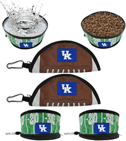 Pets First NCAA Kentucky Wildcats Collapsible Dog Travel Bowl Set, 2 Pack Food & Water Bowls for Dogs, Best Portable & Lightweight Leak-Proof Dog Bowls for Travel
