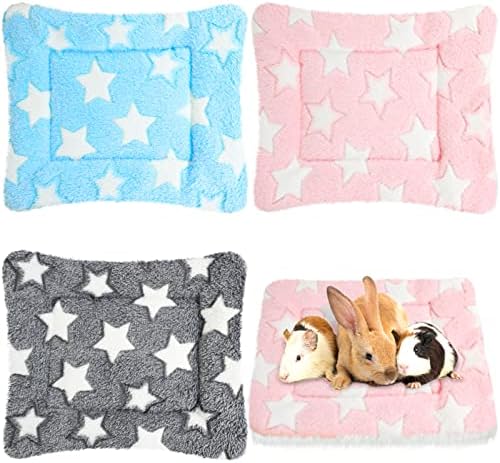 Jetec 3 Pcs Guinea Pig Beds, Fleece Small Animal Mats, Star, Blue