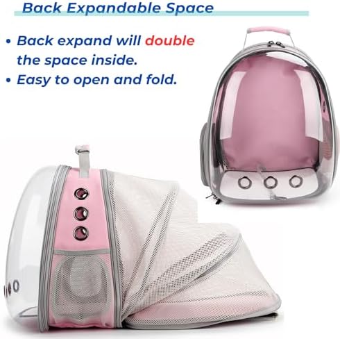 Lollimeow Cat Carrier Backpack, Expandable Bubble Pet Carrier for Cats and Small Dogs, Airline Approved Travel Backpack for Hiking, Walking & Outdoor Adventures - Supports up to 14 lbs