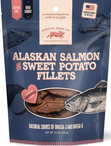 Carolina Prime Pet 45106 Salmon And Sweet Tater Fillets Treat For Dogs ( 1 Pouch), One Size , 12 Ounce (Pack of 1)
