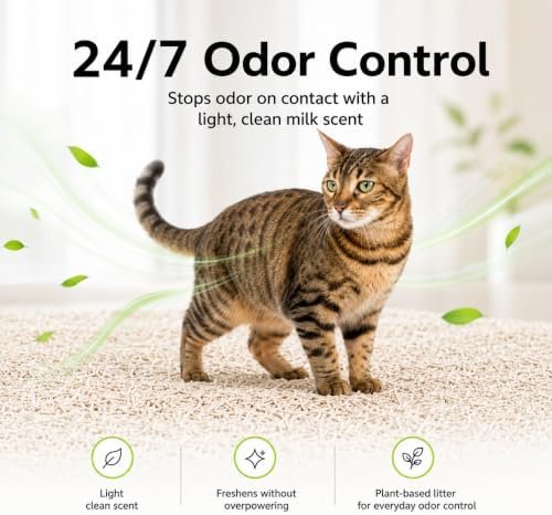 Tofu Cat Litter, 11 lb Plant-Based Cat Litter Made with Pea Fiber & Corn Starch, Low Dust, Fast Clumping, Low Tracking, Light Milk Scent, Flushable in Small Amounts