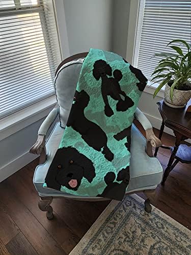 Caroline's Treasures MLM1022LQB Black Standard Poodle Quilted Blanket 50x60 Artwork Pattern Quilted Throw Blanket for Bed, Couch, Sofa, Soft and Lightweight