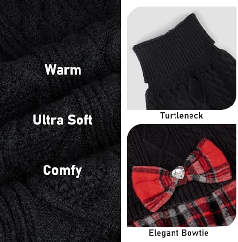 KYEESE Dog Sweater Dress for Small Dogs Turtleneck Thick Knit Pullover