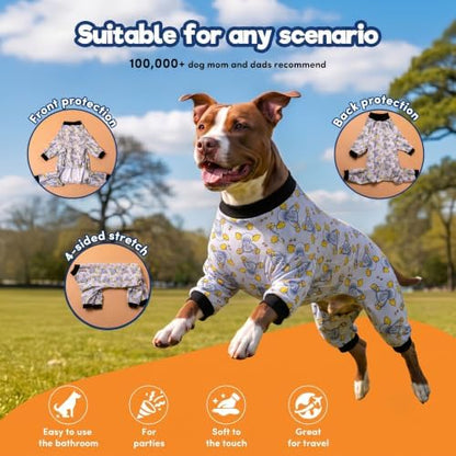 LovinPet Big Dogs Pajamas Clothes, Dog Pjs, Sleepytime Elephants Print, XL