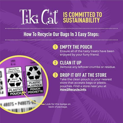 Tiki Cat Soft & Chewy Cat Treats, Chicken Flavor, 6 oz. Pouch