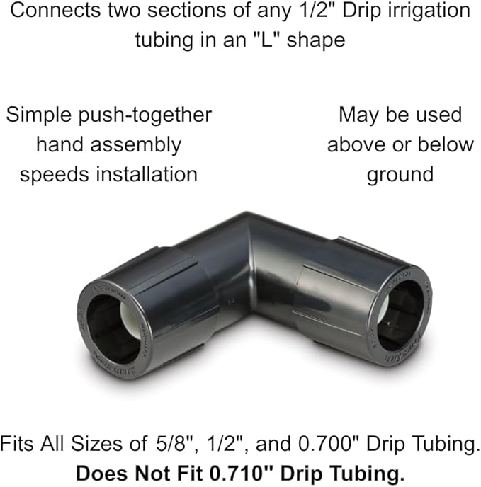 Rain Bird EFE25-1PS Drip Irrigation Easy Fit Universal Elbow, Fits All 1/2" and 5/8" Tubing