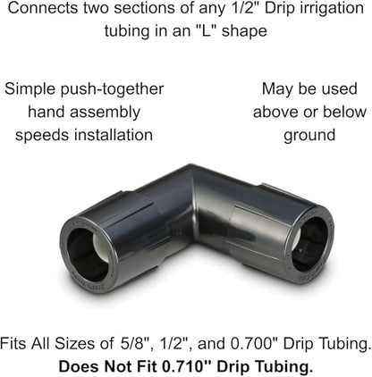 Rain Bird EFE25-1PS Drip Irrigation Easy Fit Universal Elbow, Fits All 1/2" and 5/8" Tubing