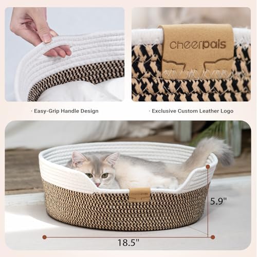 CHEERHOME PETS Handwoven Cat Basket Bed Cooling for Indoor Cat with Cushion