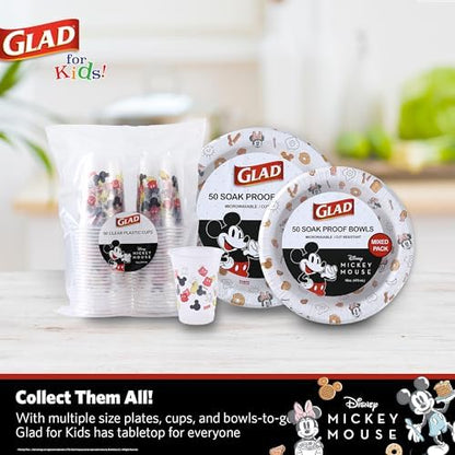 Glad for Kids Disney Mickey & Minnie Mouse Disposable Bowls, 16 Oz, 50 Ct