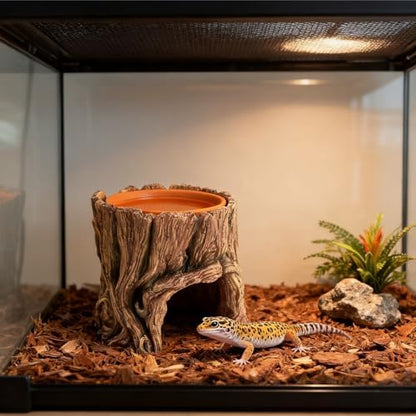 Reptile Hide Cave Resin, 2 in 1 Reptile Hideout Cave and Water Tray