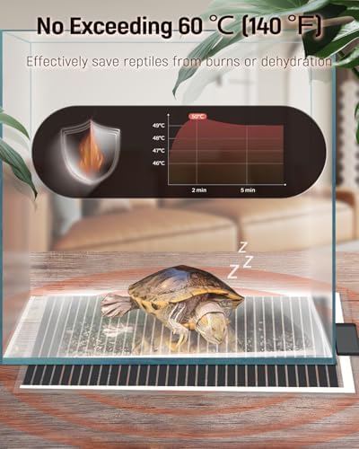 Pawfly 40 W Reptile Heat Pad with Thermostat 16.5 x 11 Inch Reptile Heating Pad Under Tank Terrarium Reptile Heat Mat for Turtles Frogs Snakes Lizards Geckos Hermit Crabs & Spiders