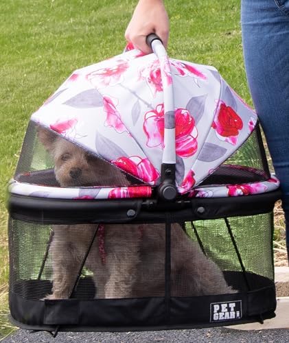 Pet Gear No-Zip View 360 Pet Carrier & Car Seat, Pink Hydrangea, 20"