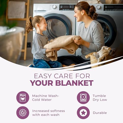 Superior Cotton Blanket, Lightweight, Breathable Bedding, Full/Queen, Purple