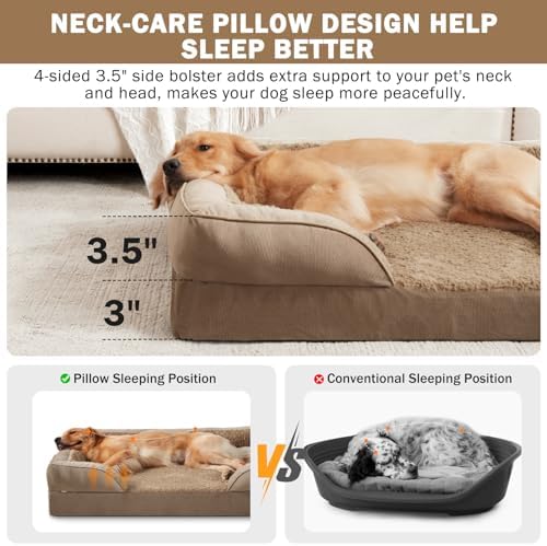 INVENHO Jumbo Orthopedic Dog Bed for Extra Large Dogs, Waterproof, Egg-Crate Foam Dog Couch Bed with Washable Removable Cover, Waterproof Lining and Nonskid Bottom