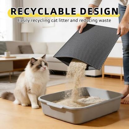 Cat Litter Mat, 15"X24", Waterproof, Easy to Clean (Black-1Pack)