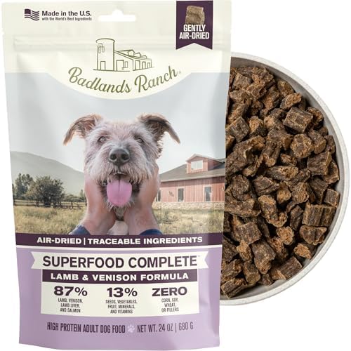 BADLANDS RANCH Air-Dried Lamb & Venison Dog Food, 87% Meat, 24 oz