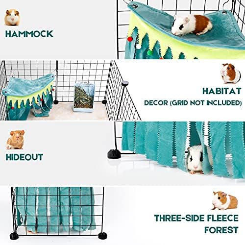 Guinea Pig Hideout - Guinea Pig Corner Hideout, Three-Sided Fringes, Triangle Top and Washable Hides, Suitable Hides for Rabbit and Other Small Pets, No Metal Fences, Green