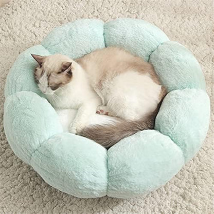 Round Flower Cats Winter Warm Plush Litter Pet Nest Pad for All Seasons Improve Sleep Bed for