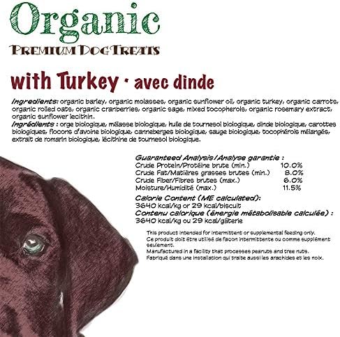Darford Organic Premium Dog Treats – Turkey Recipe – USDA Organic Crunchy Biscuits for Dogs – Made with Organic Grains, Fruits & Vegetables – No Artificial Additives – 12 lb Box – Made in Canada