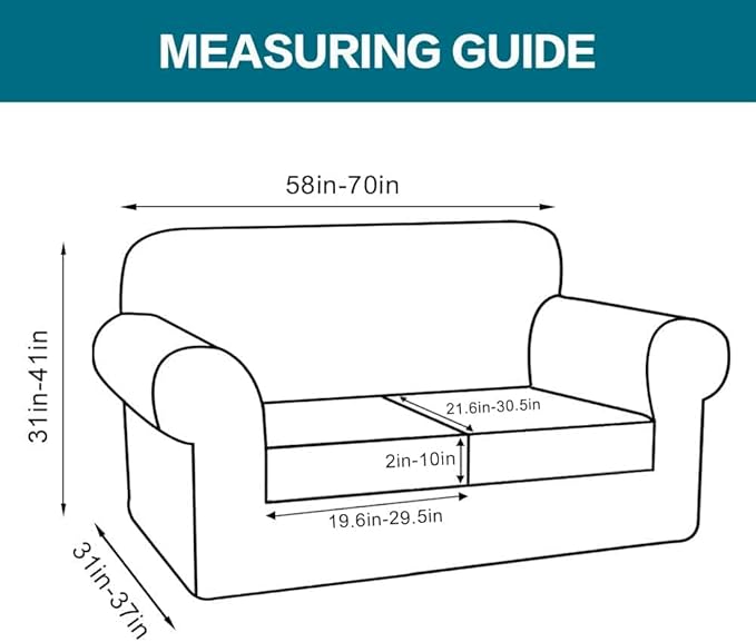 Turquoize 3 Piece Sofa Covers for 2 Cushion Couch Sofa Slipcover Soft Cover for Dogs-Washable Furniture Covers with 2 Individual Cushion Covers, Feature Jacquard Fabric(Loveseat, Caramel)