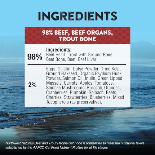 Northwest Naturals Freeze-Dried Beef & Trout Cat & Kitten Food – Bite-Sized Nibbles – Healthy, Limited, Human-Grade Ingredients, All-Natural, High-Protein Diet – Complete & Balanced, 11 oz (Pack of 3)