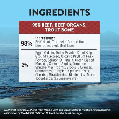 Northwest Naturals Freeze-Dried Beef & Trout Cat & Kitten Food – Bite-Sized Nibbles – Healthy, Limited, Human-Grade Ingredients, All-Natural, High-Protein Diet – Complete & Balanced, 11 oz (Pack of 3)