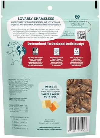 Shameless Pets Beef Up Meaty Tenders, Soft Dog Treats, Grain Free, 8oz