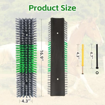 Livestock Scratch Brush for Cattle, Horses, Goats, Cow, Durable Scratching Brush, Massage Grooming Tool for Healthy Coat, Relieves Itching, Easy Install on Fence Posts(2pcs, Gray)