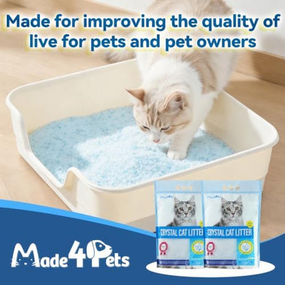 Made4Pets Cat Litter Crystals,Non Clumping Litter 17.2 lbs(4 x 4.3lb Packs)