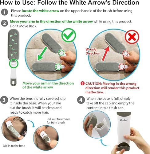Lint Hair Remover for Clothes: Reusable Dogs Cats Fur Removal Brush for Clothes Furniture Couch Carpet Bed Car Seat - Home Travel Use (2-Pack Dove Gray)